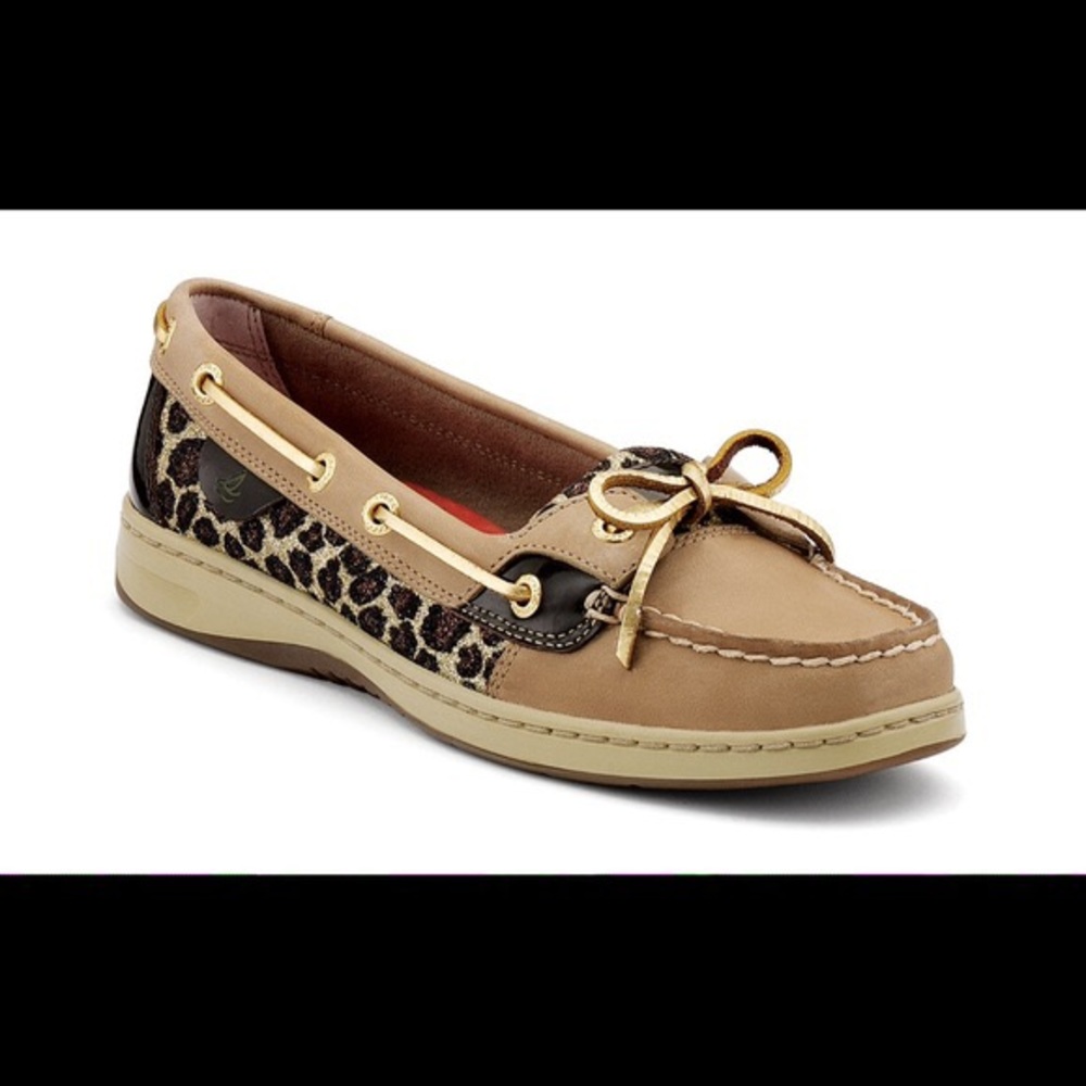 Leather Glitter Cheetah Print Sperry boat shoes